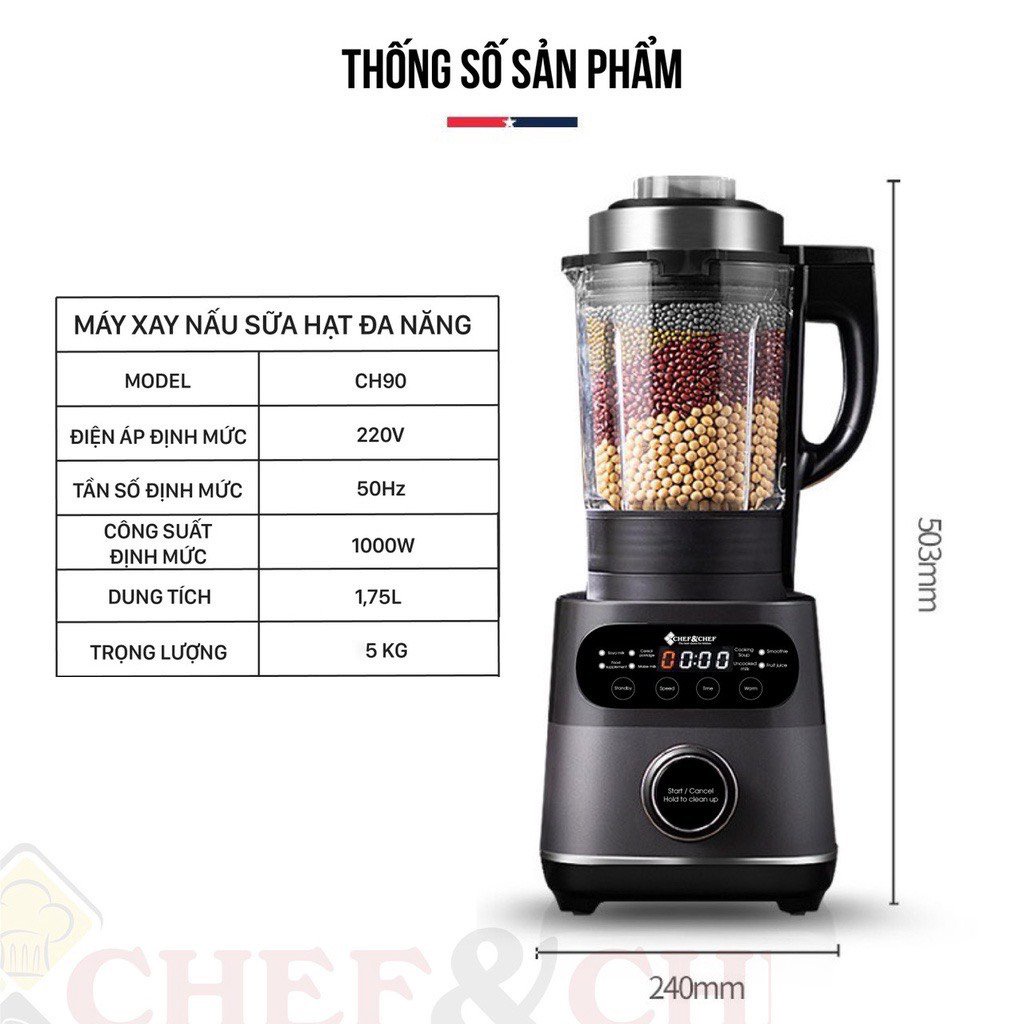 Máy xay nấu sữa hạt CHEF&amp;CHEF CH90 (hàng có sẵn, ảnh thật)