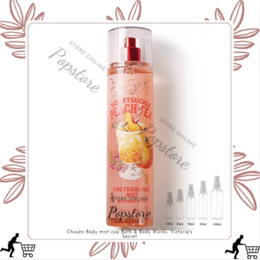 Xịt thơm body mist Bath & Body Works Honeysuckle Peach Tea AUTH