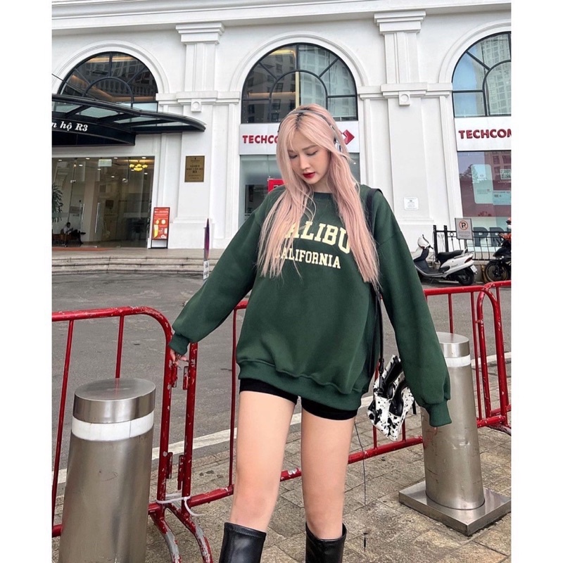 [SIÊU HÓT] Áo Sweater Nỉ Bông In Chữ MALIBU Nhiều Màu Form Rộng Tay Phồng(Ảnh Thật)