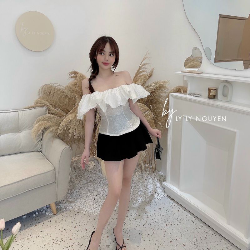 Áo gấm phồng rớt vai