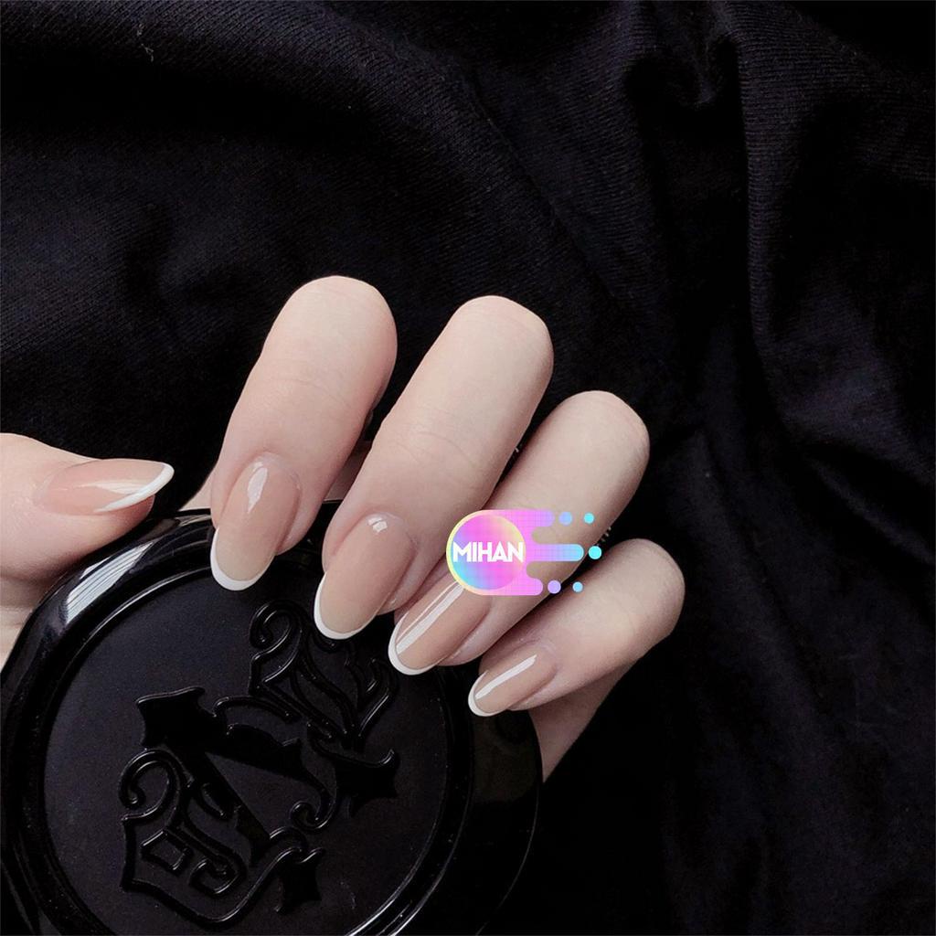 [Hàng mới về] Hộp 24 móng tay giả đầu tròn màu hồng thiết kế thời trang dành cho nữ