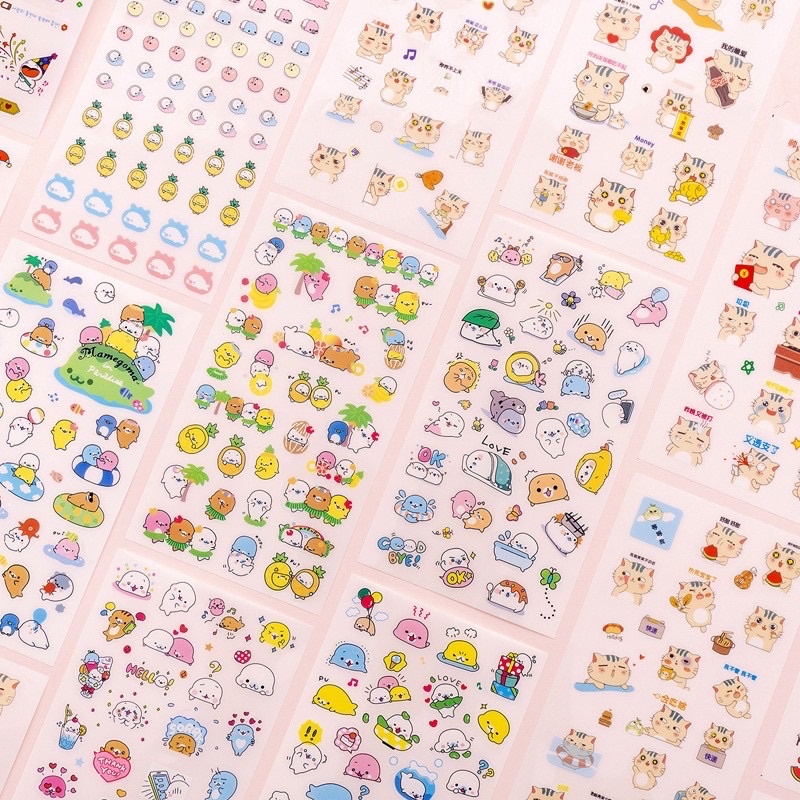 Bộ 6 Tờ Sticker Dán Hoạt Hình Hàn Quốc Chống Nước Dễ Thương - GC10
