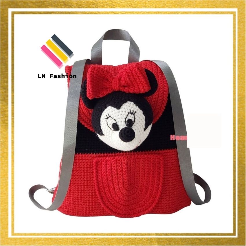 Thời trang cho bé , balo móc len thủ công cao cấp hình Micky - minnie - LN_Fashion