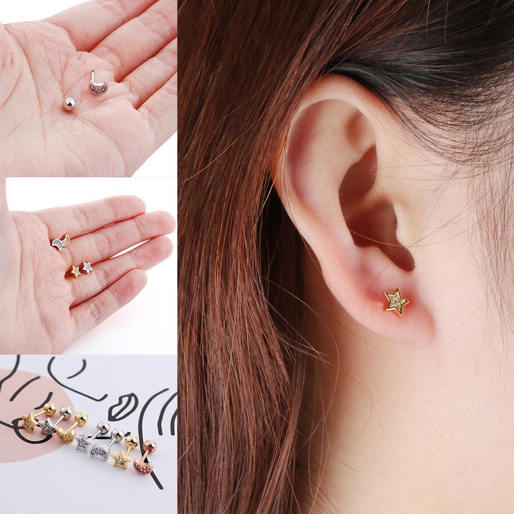 Khuyên Xỏ Sụn Tai Bằng Thép Phẫu Thuật Thời Trang