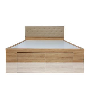 [Freeship HCM] Giường Ngủ Đầu Bọc Nệm Gỗ MDF Hai Hộc Kéo Nội Thất Hoàng Lê