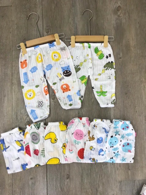 Quần dài cotton giấy cho bé trai bé gái size 4-16kg