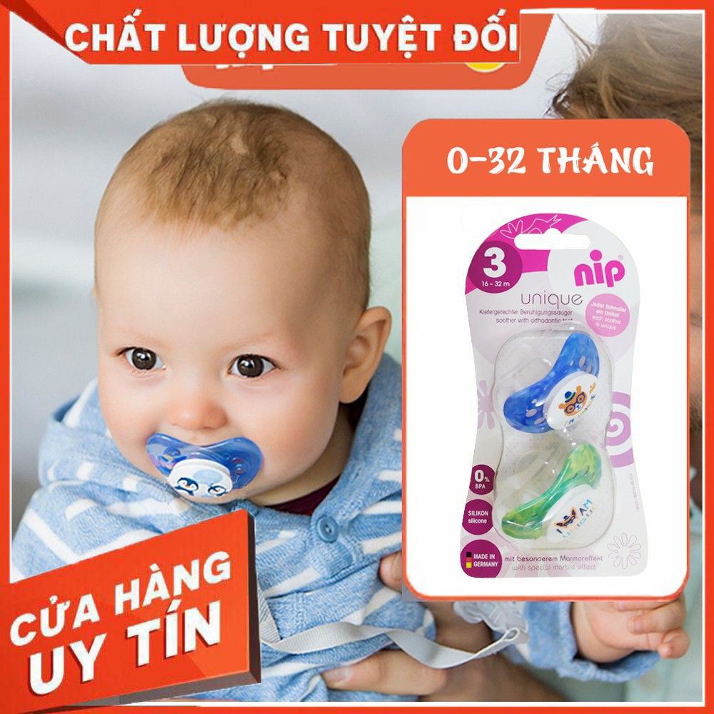 [Mẹ Và Bé] Ti ngậm chỉnh nha VÂN ĐÁ Nip Unique chống hô an toàn cho bé (không quai)