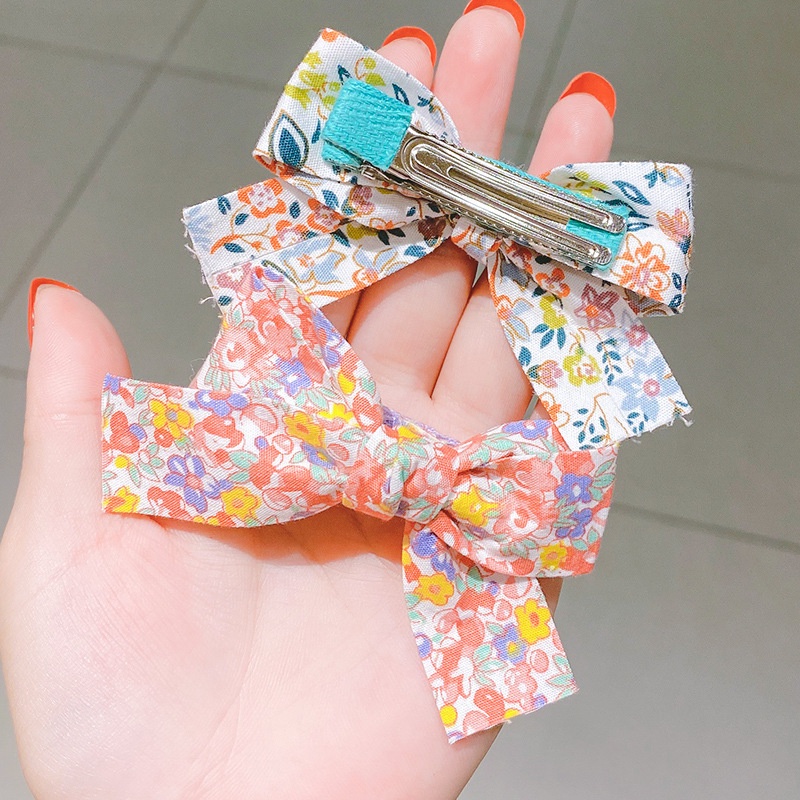 Set 2 Kẹp Tóc Nơ Màu Trơn Hàn Quốc Hàng Mới Dành Cho Bé Gái