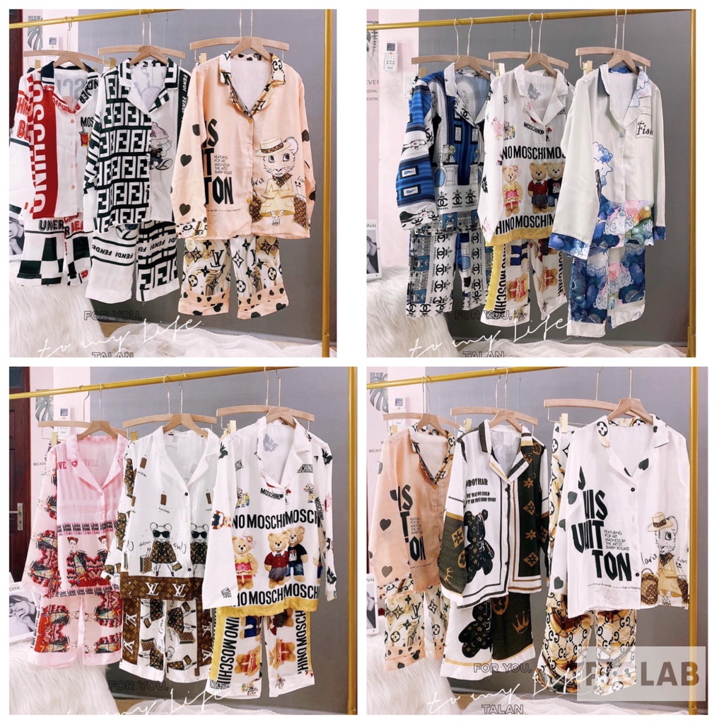 Đồ Ngủ Nữ 💖 Bộ Pijama Lụa Tay Dài Dễ Thương 💖 Hàng thiết kế, Hãng có sẵn SLL