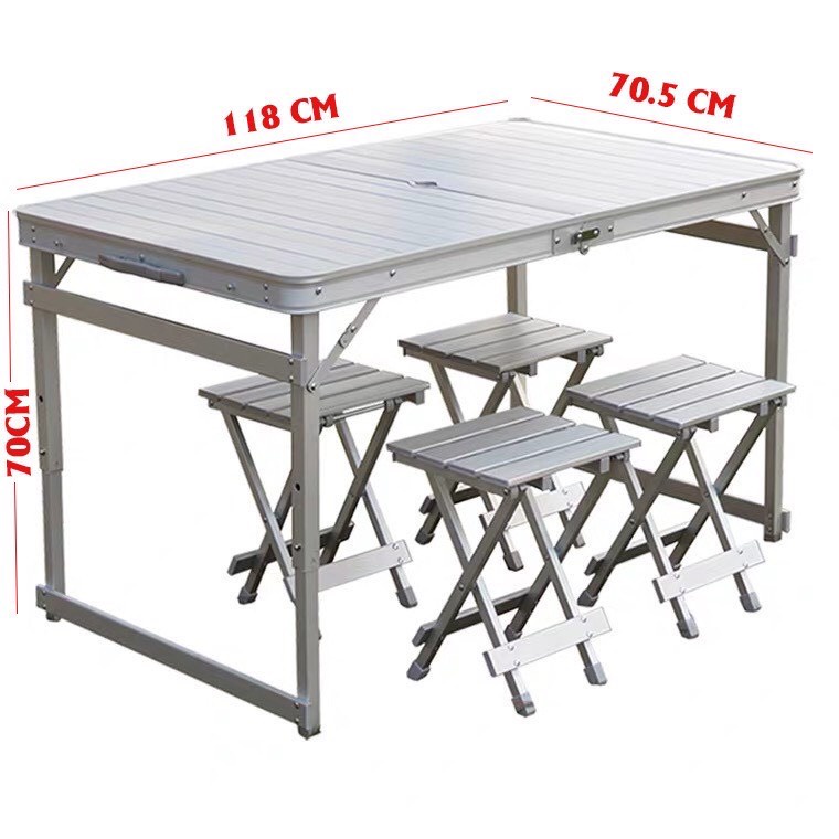 [CHÍNH HÃNG] Bộ bàn ghế gấp gọn khung nhôm cao cấp- Bộ 1 bàn 4 ghế - Dã ngoại picnic siêu tiện dụng - MS008 | BigBuy360 - bigbuy360.vn