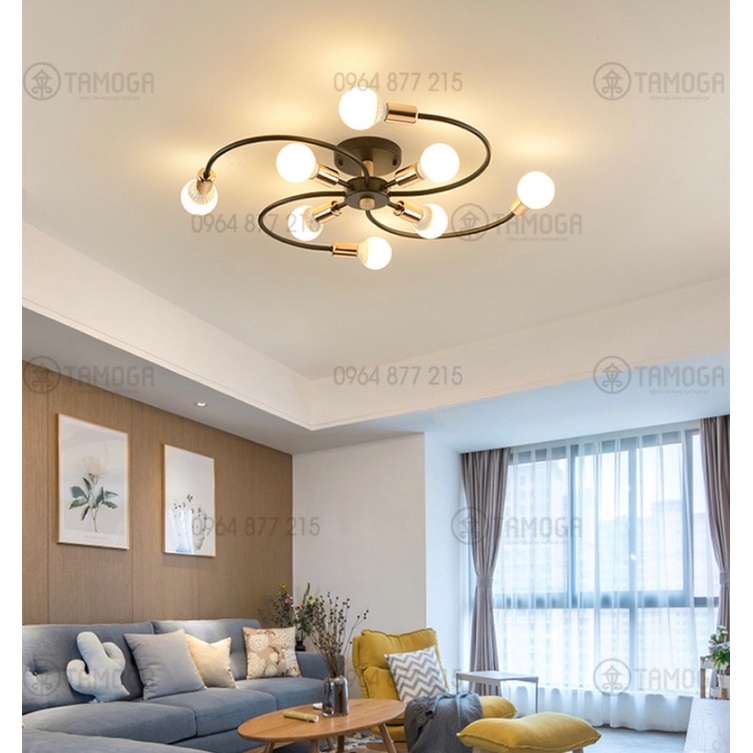 Đèn treo trần, đèn trang trí phòng khách chữ S 6 tay, 8 tay DCH 1190
