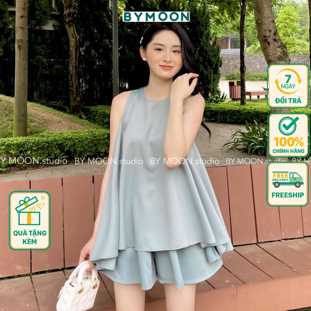 Áo yếm quần váy tà rộng freesize - set 2 món áo váy yếm thời trang nữ thiết kế BY MOON SB001 | WebRaoVat - webraovat.net.vn