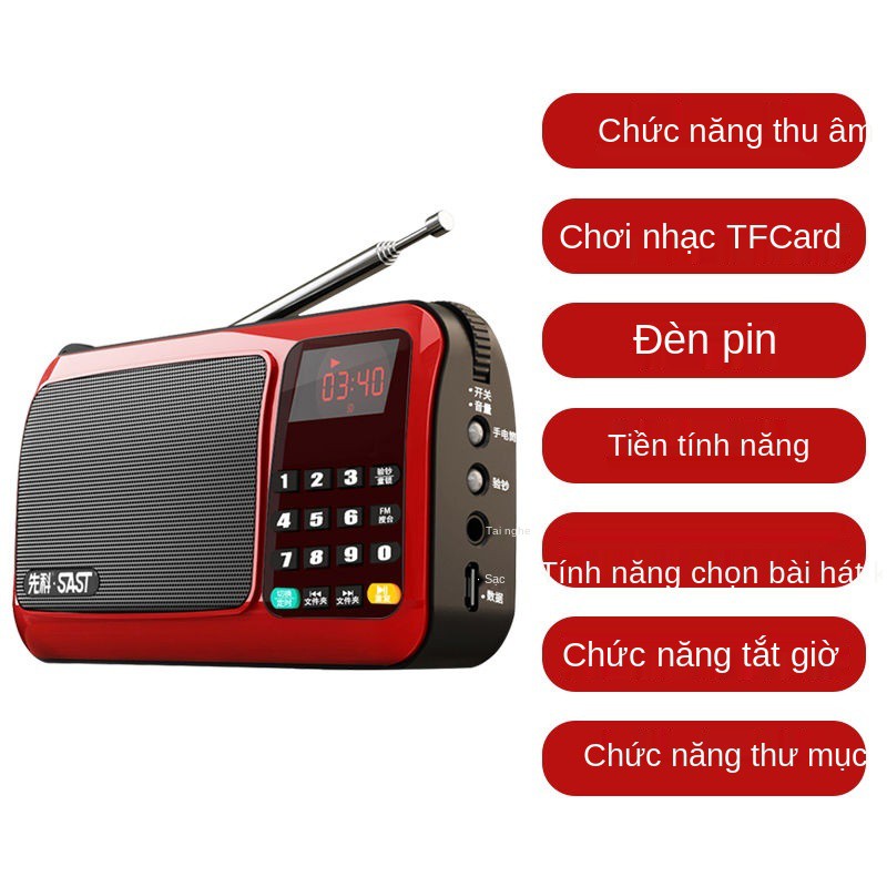 Xianke T50 radio đa chức năng khối lượng lớn Máy nghe nhạc opera hát mini bán dẫn có thể sạc lại mp3