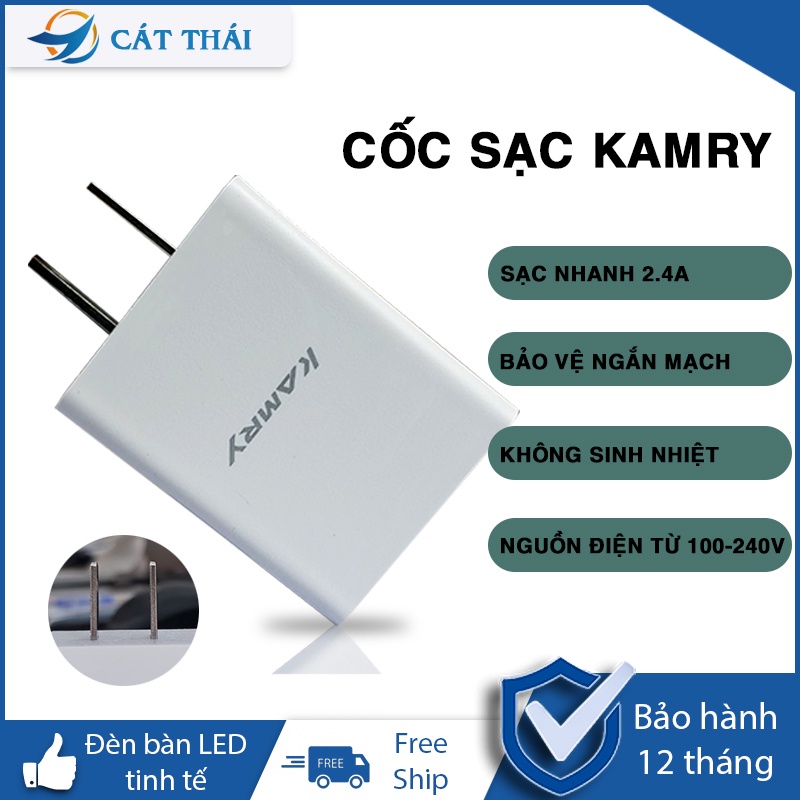 Củ sạc nhanh 2.4A R25 Cát Thái, chịu nhiệt cao an toàn khi sử dụng, điện áp rộng 100-240V sử dụng quốc tế