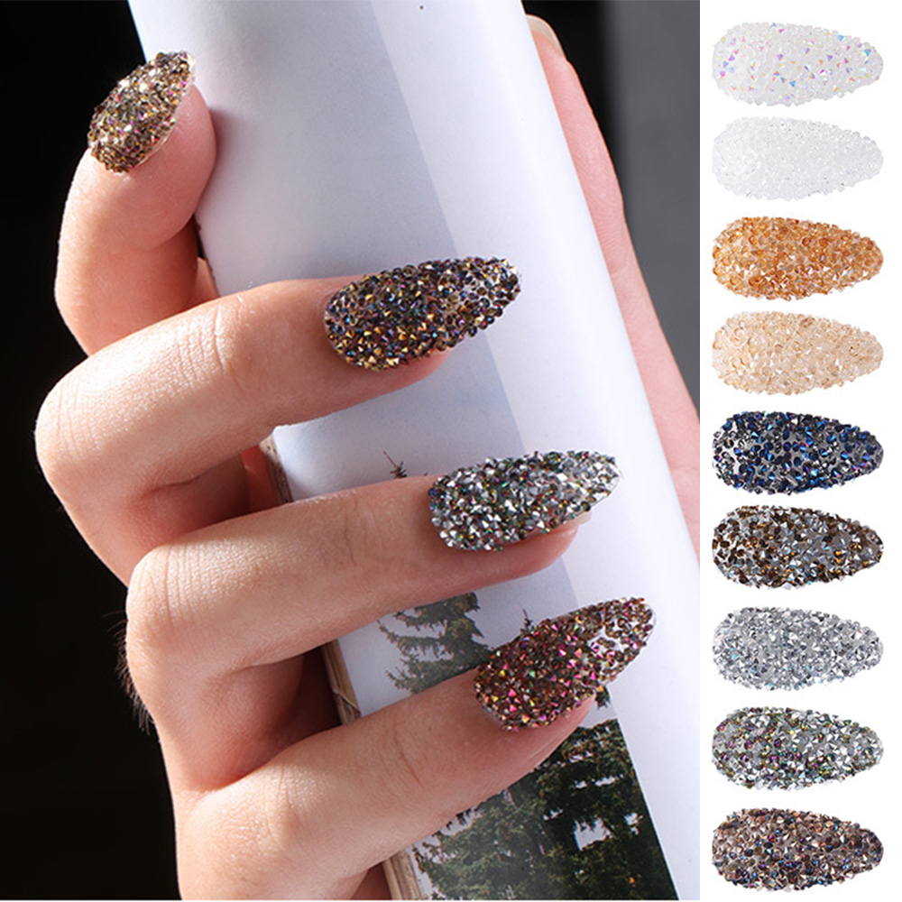 FALLFORBEAUTY Shining 3D Nail Art Decorations Unfoiled DIY Nail Art Nail|Mini Beads 1440Pcs/Pack Glass Diamonds Nail Glitter Non HotFix Micro