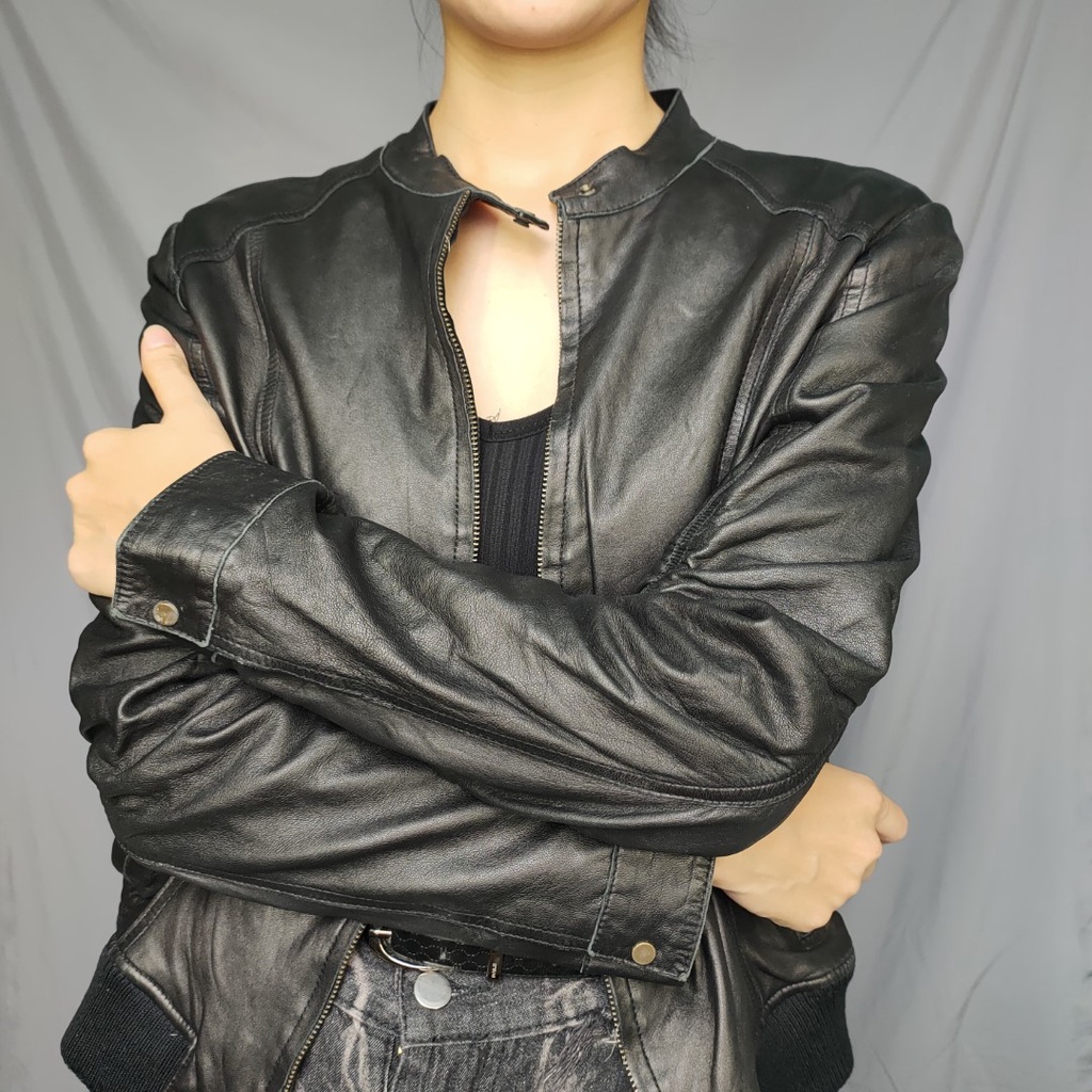 Áo Khoác Da thật  size M Second-hand- Đồ Si Bon- AD005