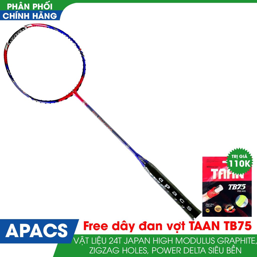 Vợt cầu lông Apacs One Malaysia sơn nhám tĩnh điện, bền màu, đánh phong trào màu tím hồng - BONGBONSPORTS