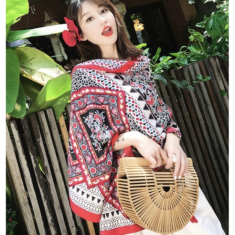 Khăn choàng cổ in thổ cẩm du lịch size 90x180cm