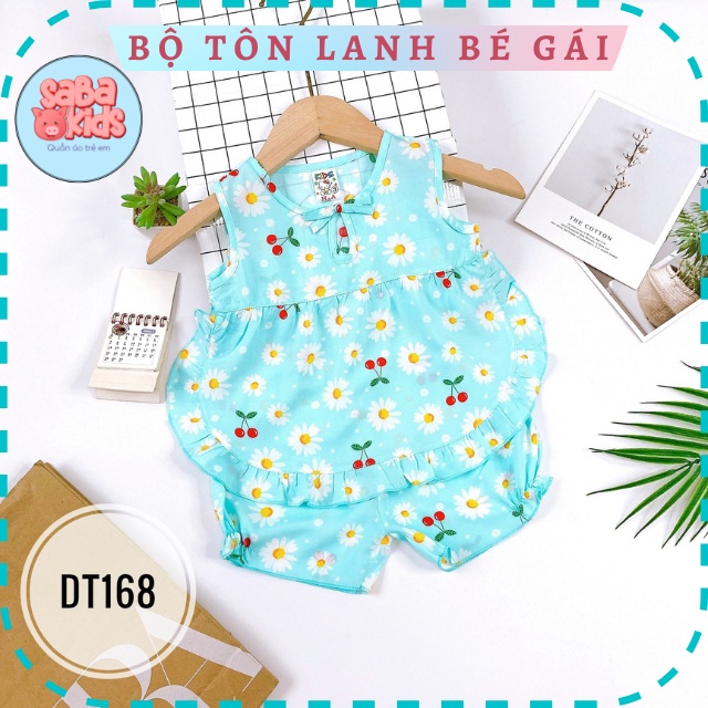 Đồ Bộ Cho Bé Gái SABAKIDS Tôn Lanh Xinh Xắn Cực Mát Ít Nhăn Chất Tole Lanh Từ 4-14kg