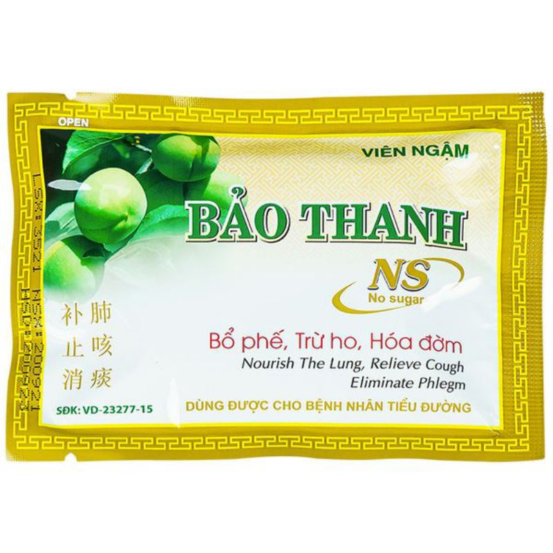 Viên ngậm Bảo Thanh hỗ trợ bổ phế , giảm ho , vỉ 5 viên