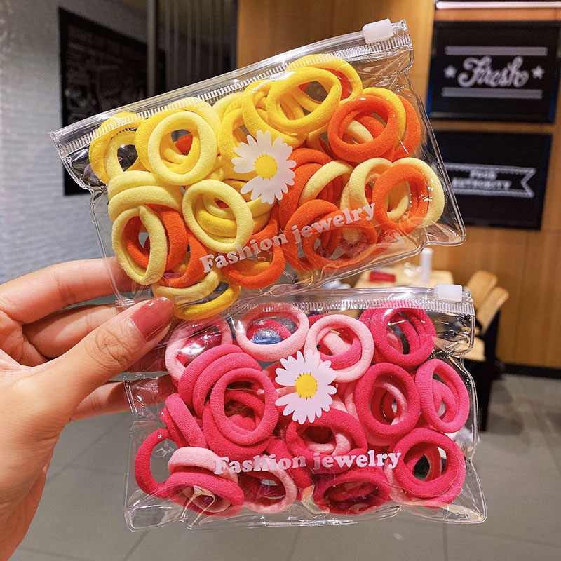 SET 50 Chun Buộc Tóc Cho Bé Nhiều Màu tặng kèm túi ZIP
