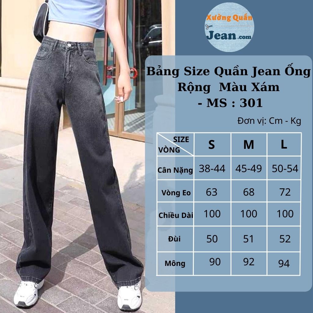 Quần Jeans Nữ Ống Rộng Loang Màu Xanh và Xám Chất Bò Dày Dặn Phong Cách Hàn Quốc Dài 100cm Trơn Và Rách 450 301