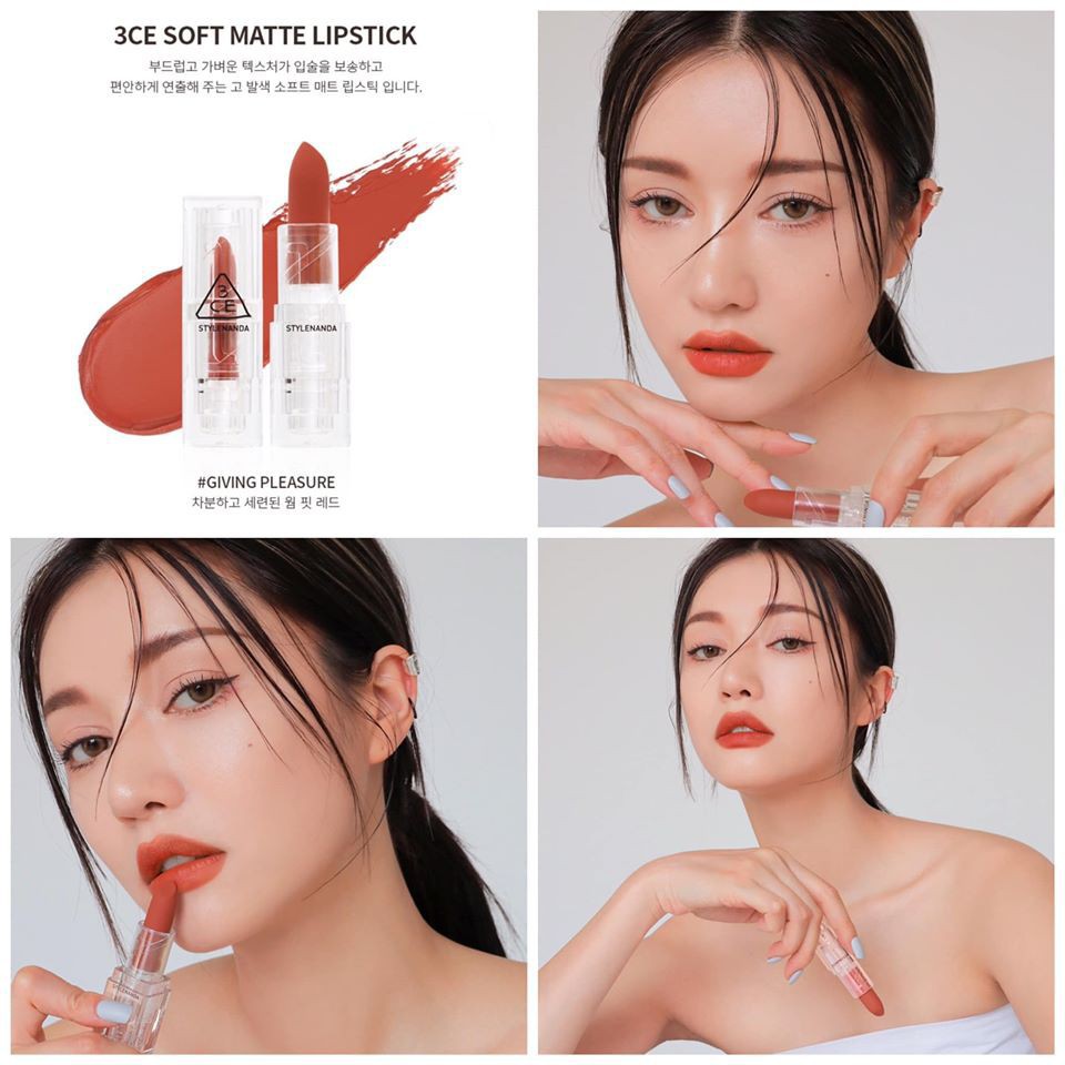 ❤️Hàng Mới về❤️ Son Lì 3CE Clear Layer New 2021, chất son rất mềm mịn, độ bám màu lì. Hot Sale Mùa hè!!