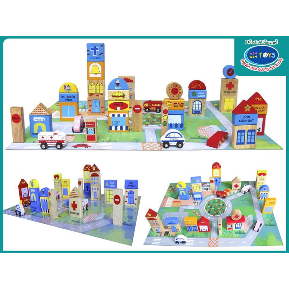 Mô hình thành phố tương lai cho bé thỏa sức sáng tạo, đồ chơi gỗ Winwintoys