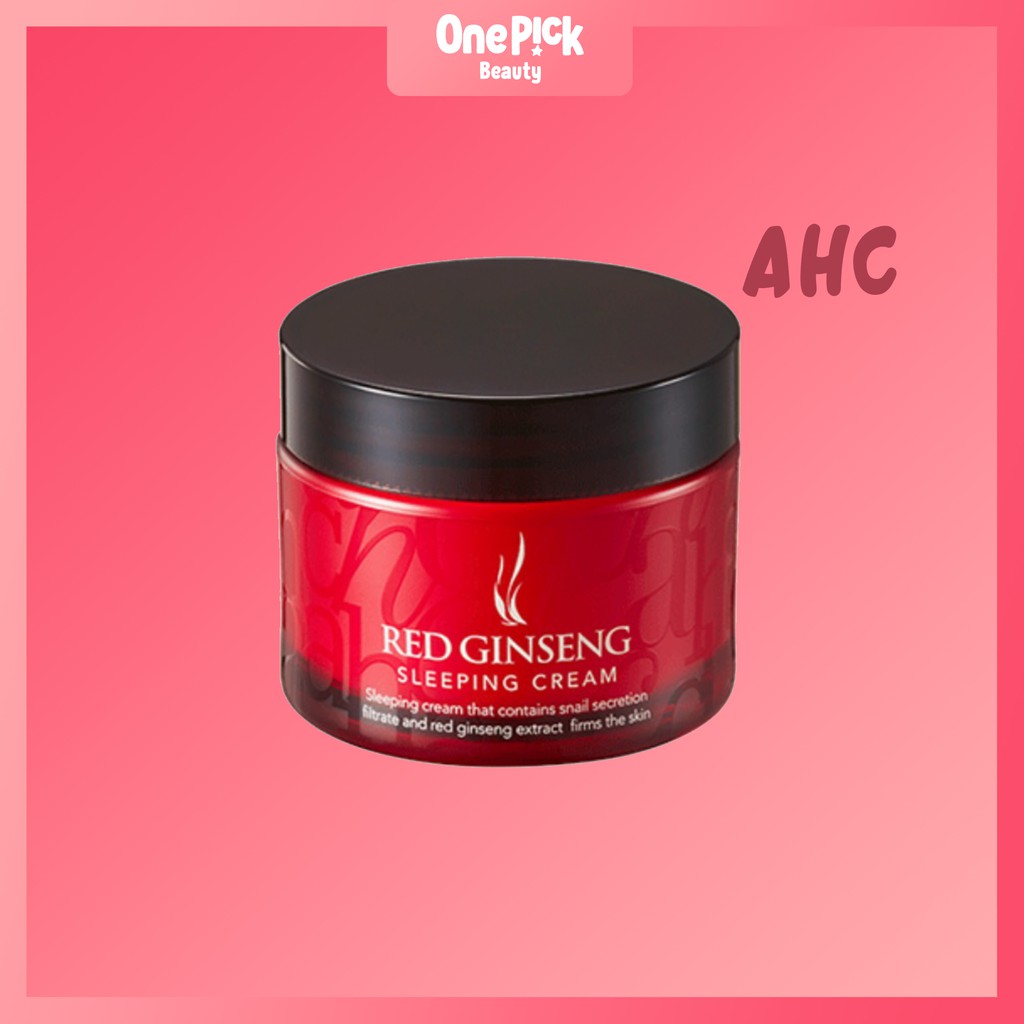 OnePick) Kem dưỡng da ban đêm chứa hàm lượng hồng sâm và chất nhầy ốc sên, cung cấp dưỡng chất và dưỡng ẩm cho da [AHC Red Ginseng Sleeping Cream 50ml]