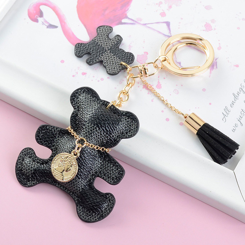 Móc Chìa Khóa Xe Hơi / Túi Xách Bằng Da Cotton Giả Phối Tua Rua Nhiều Màu Dễ Thương