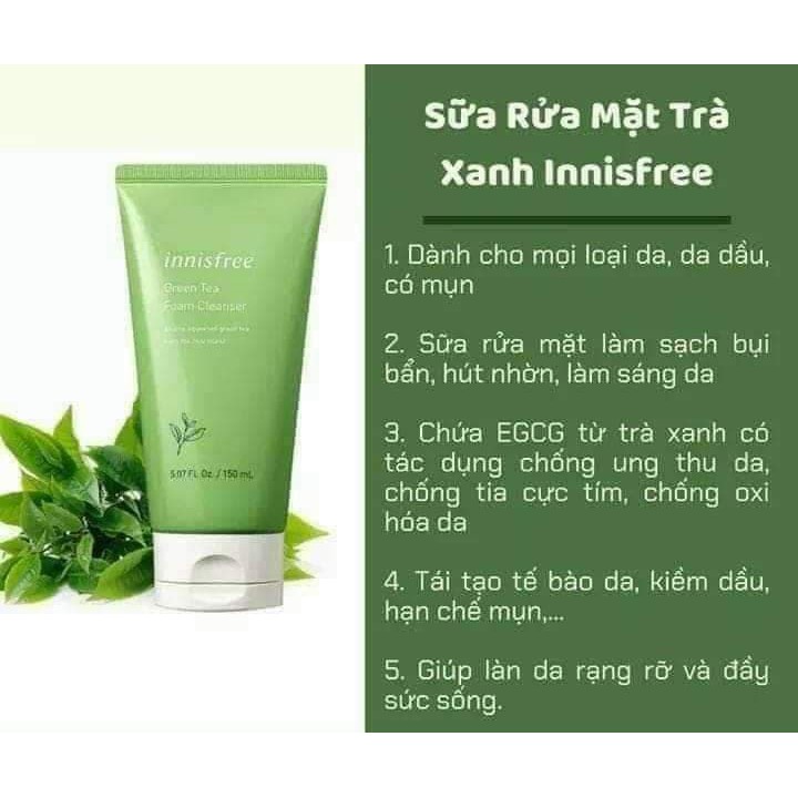 [Mẫu Mới] Sữa Rửa Mặt Trà Xanh Innisfree Hàn Quốc 150ml