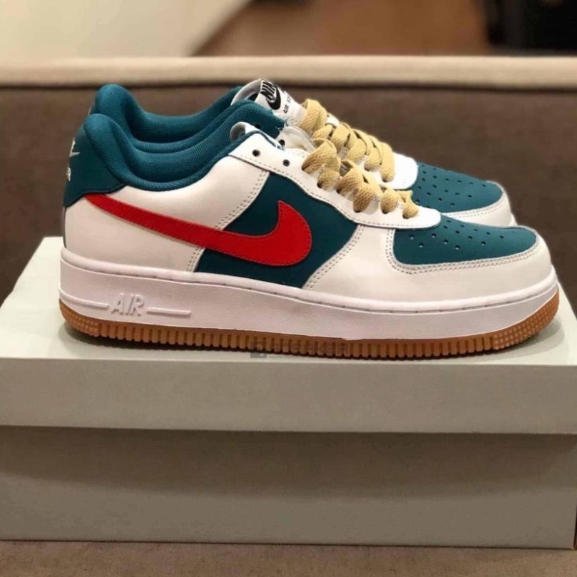 Giày Sneaker nam nữ cao cấp full bill box, giày thể thao Jordan AF1 cổ thấp da lộn màu xanh đỏ đế cao, form đẹp M11 | BigBuy360 - bigbuy360.vn