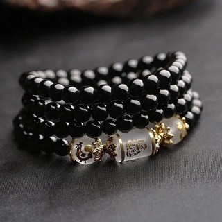 Obsidian cung hoàng đạo vòng tay hạt vòng tay nam nữ vòng tay đa vòng 6 mm 8 mm vòng tay cặp đôi vòng tay chuyển vòng tay