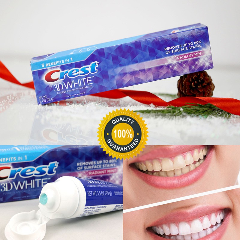 Kem đánh răng CREST 3D White Radiant Mint Fluoride Anticavity Toothpaste 153g của Mỹ