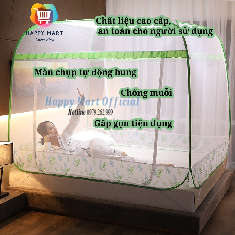 Màn chụp tự bung, mùng chụp tự bung vuông đỉnh cao cấp chính hãng gấp gọn chống muỗi tiện dụng cho người lớn và trẻ em