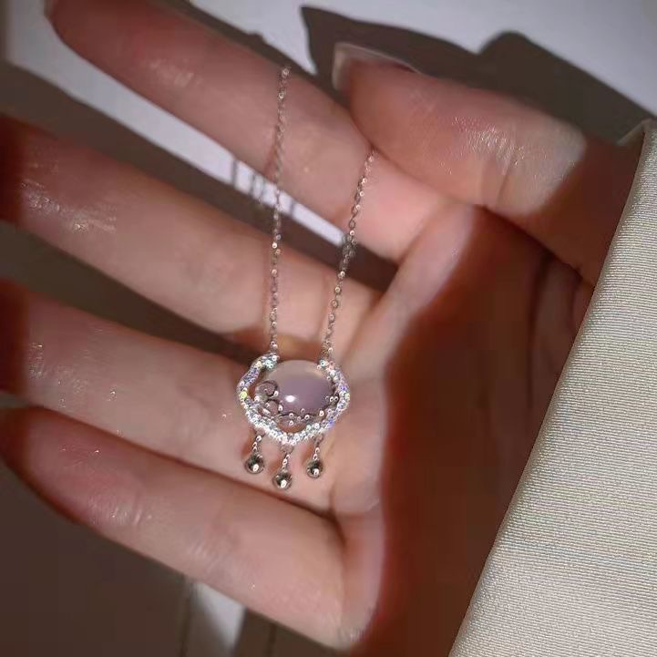 Vòng cổ Bạc Sterling Mặt Chuông Và Ổ Khóa An Toàn Cho Nữ