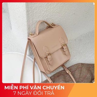 Túi xách nữ đeo chéo (Mới) Balo Nữ mini đựng điện thoại hai khóa phong cách Hàn Quốc MÀU nâu da SL