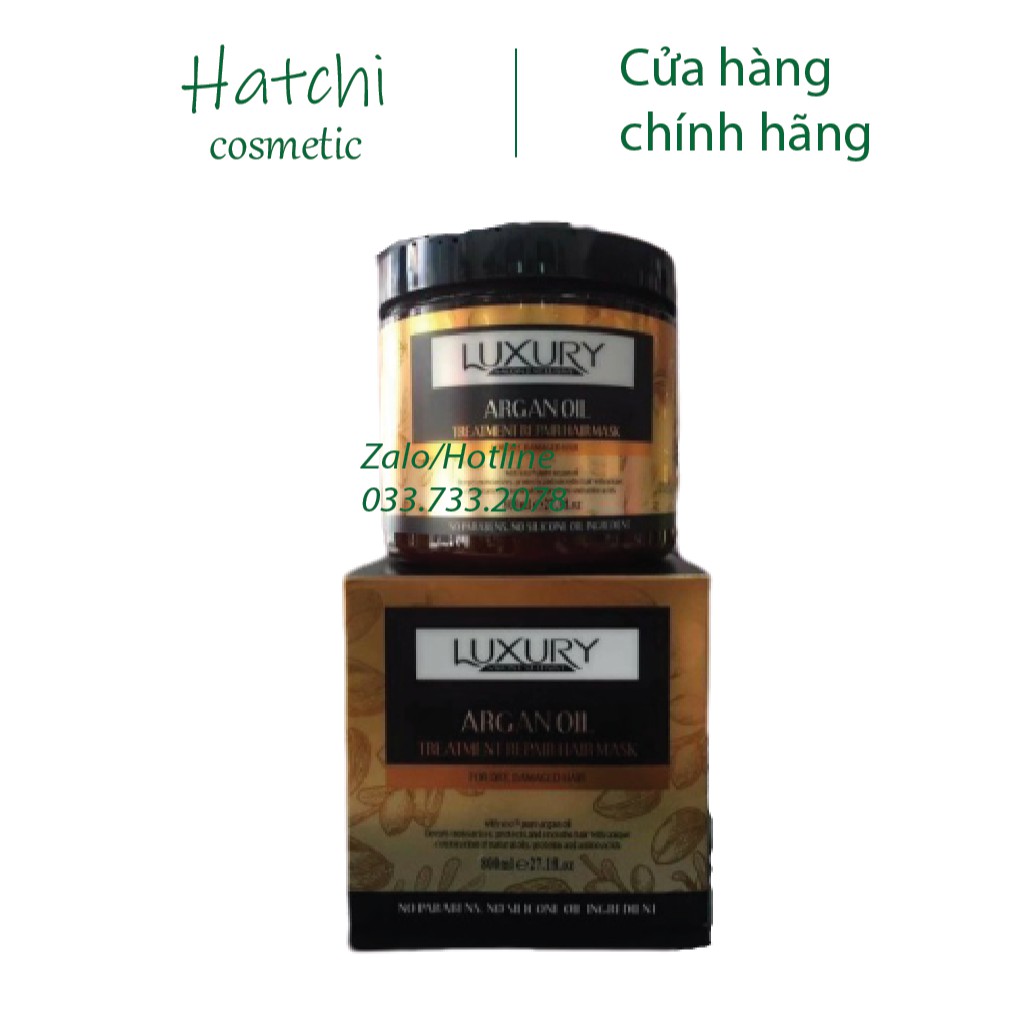 Mặt Nạ Hấp Ủ Tóc Phục Hồi Giữ Màu Tinh Chất Luxury Argan 800ml Chính Hãng