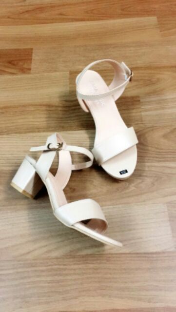 Giày sandal gót vuông da mềm cao 5p