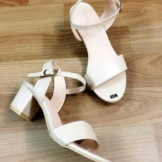 Giày sandal gót vuông da mềm cao 5p