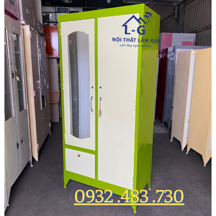 Tủ quần áo sắt sơn dầu cao 1m8 rộng 90cm màu xanh lá cây tại HCM | BigBuy360 - bigbuy360.vn