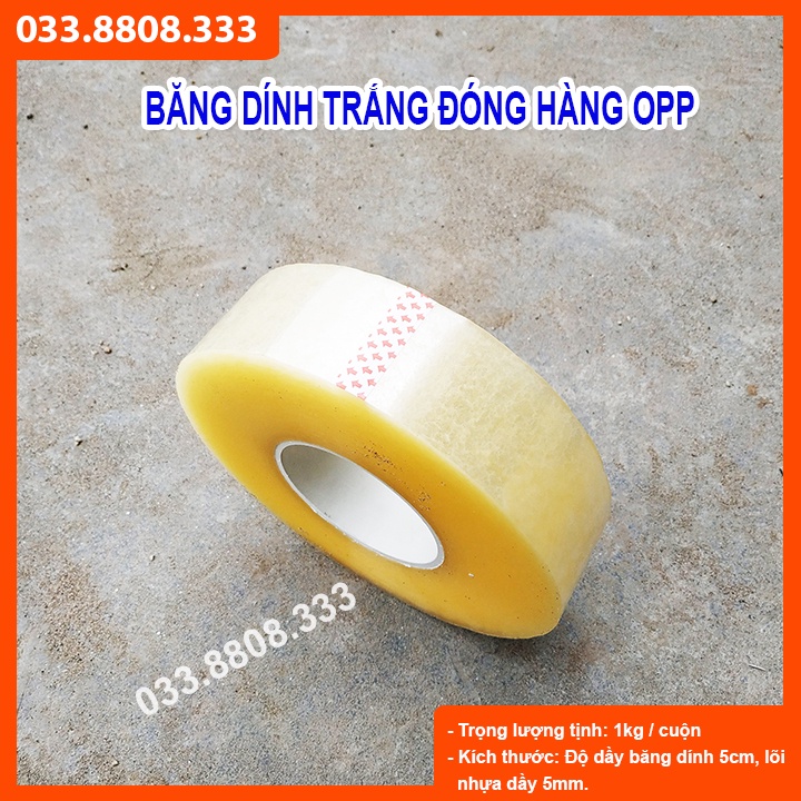 BĂNG DÍNH TRẮNG CUỘN 1KG LÕI MỎNG CỰC DAI ĐÓNG HÀNG SIÊU THÍCH