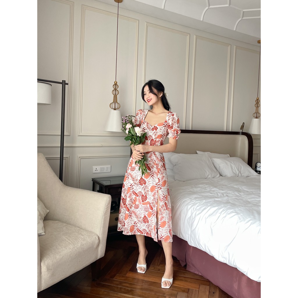 SÒ VINTAGE - SCARLET đầm hoa tay phồng | BigBuy360 - bigbuy360.vn