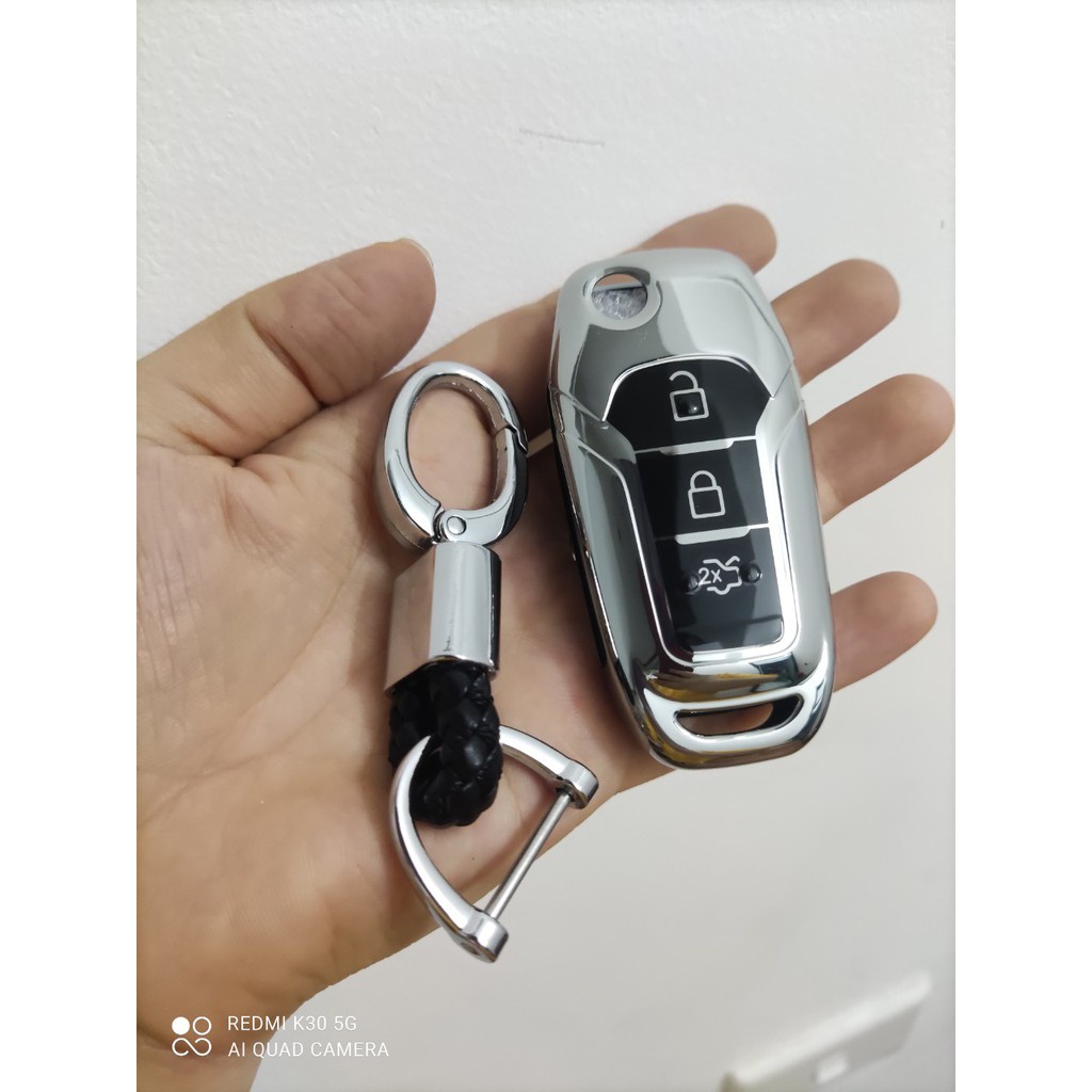 Ốp Chìa Khóa Silicon Tráng Gương Ford Ranger XLT- kèm móc