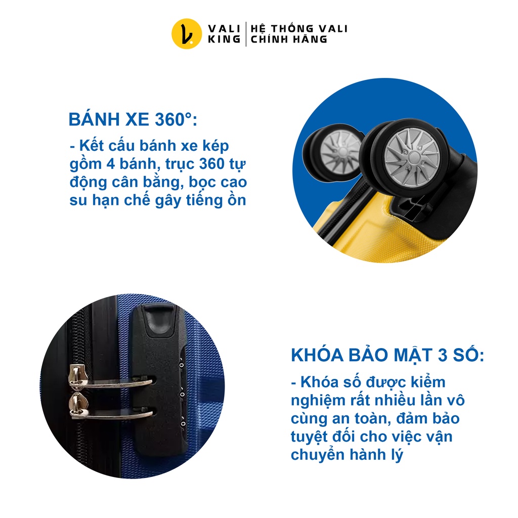 Vali kéo du lịch cao cấp UZO-203 kích thước 20, 24 inch chính hãng Hùng Phát - Bảo hành 5 năm  - Valiking