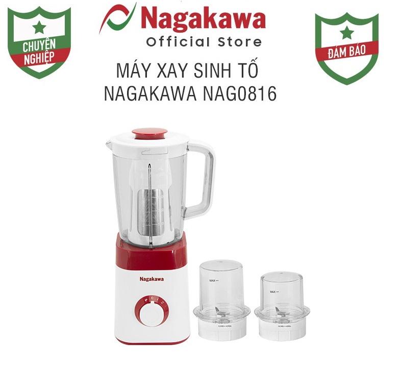 [Mã ELTECHZONE giảm 5% đơn 500K] Máy Xay Sinh Tố 3 cối Nagakawa NAG0816 - Dung tích 1.5L - Hàng chính hãng