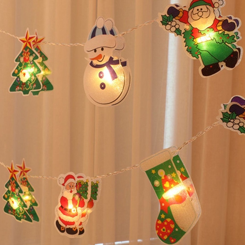 Dây đèn LED 1.2/2.5m hình ông già nô-en/người tuyết xinh xắn trang trí cây thông Noel