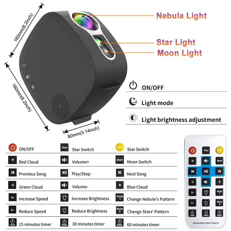 Đèn Thiên Hà V2 Loa Bluetooth Chiếu Bầu Trời Sao Version 2 Galaxy Dùng Cho Phòng Ngủ Và Phòng Bay