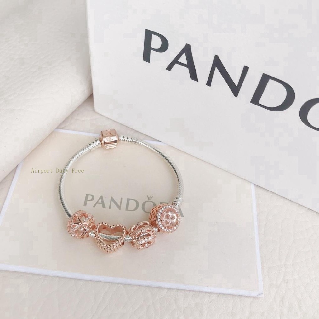 Vòng Tay Pandora Màu Vàng Hồng Tích Hợp Charm DIY Thời Trang Cho Nữ AA03564sfsd