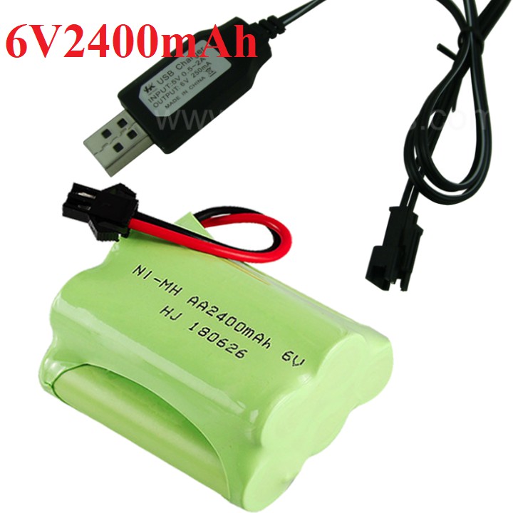 Pin 6v 2400mah hai hàng cổng nối SM cho xe điều khiển